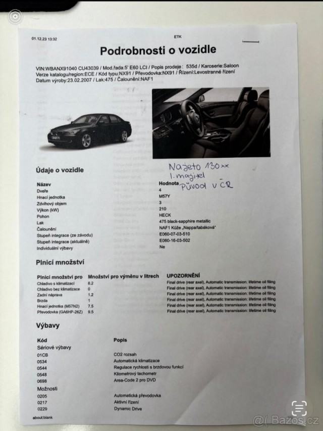 BMW Řada 5 3,0   535d E60 lci black sapph